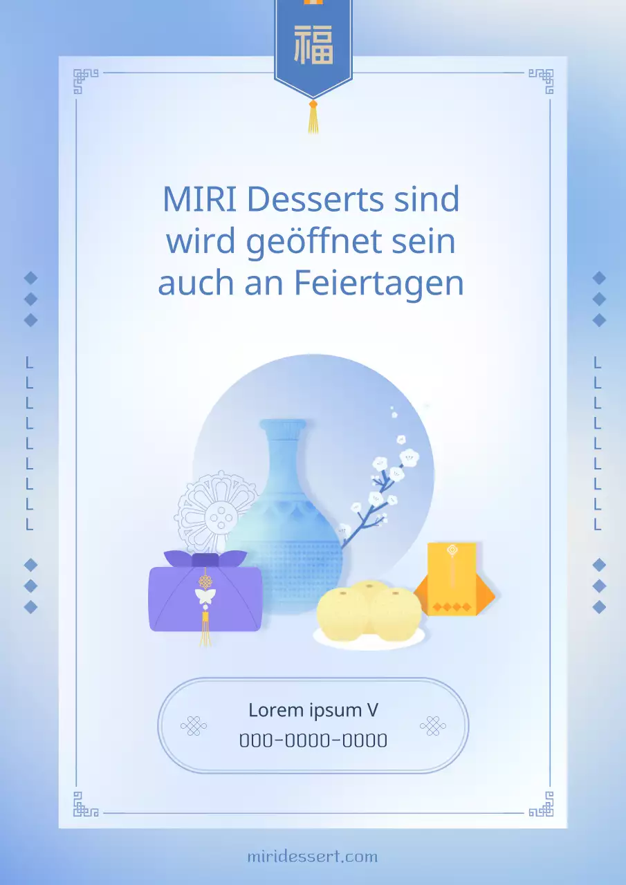 Traditionelle blaue und hellblaue Urlaubsanzeige