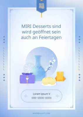 Traditionelle blaue und hellblaue Urlaubsanzeige