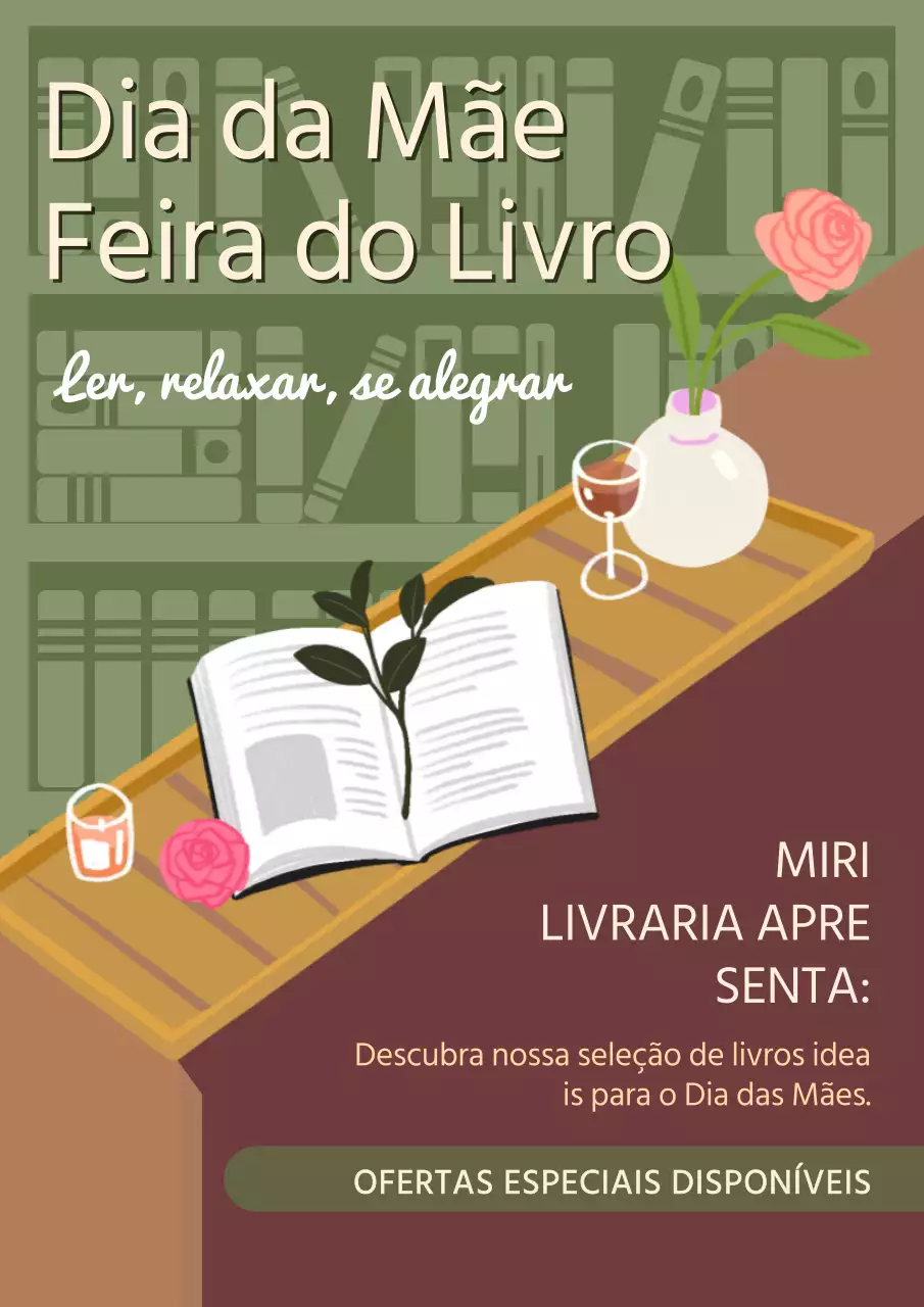 Promoção da Feira do Livro do Dia da Mãe Clássica Verde e Castanha