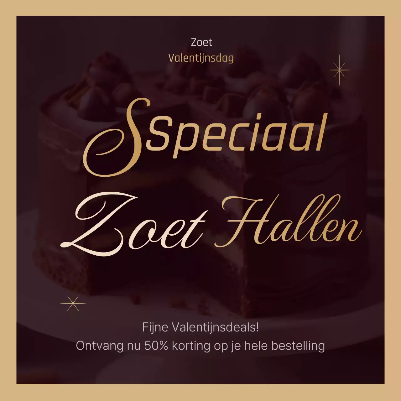 Valentijnsdag flyer in bruin en beige met een vleugje klasse