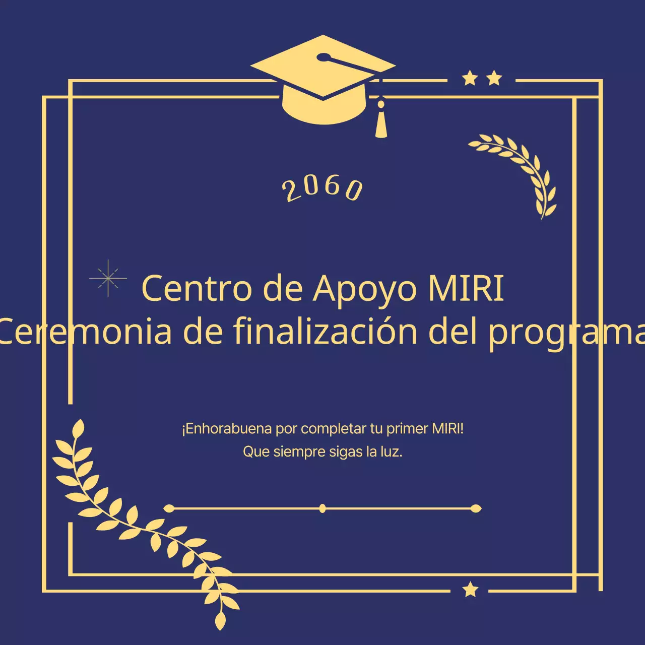 Un poste de graduación clásico en azul marino y dorado