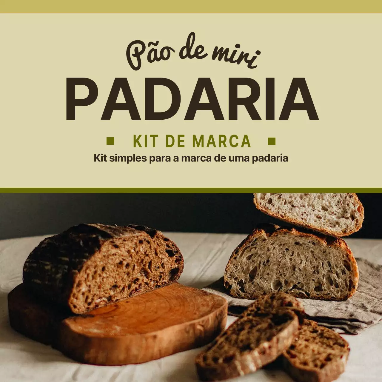 Um posto de marca de padaria minimalista em amarelo e caqui