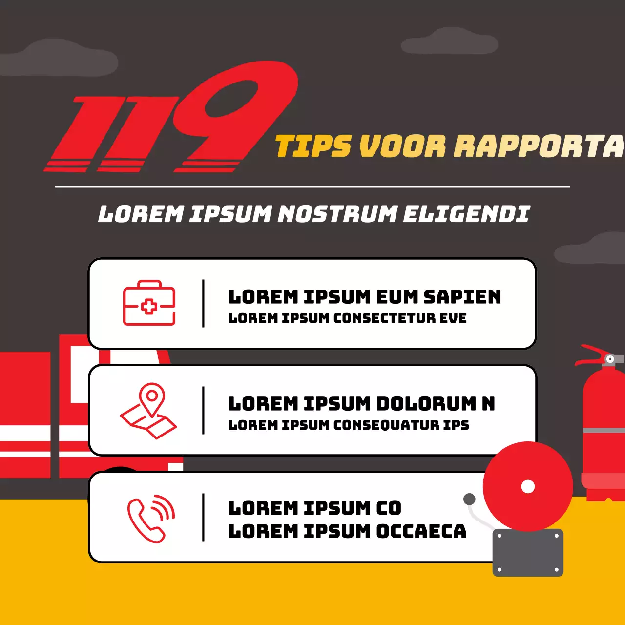 Promoot eenvoudige rode en oranje 911 tips