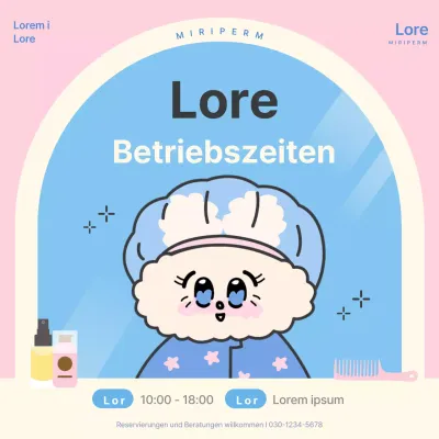 Bewerben Sie die Öffnungszeiten Ihres Salons in Hellblau und Rosa