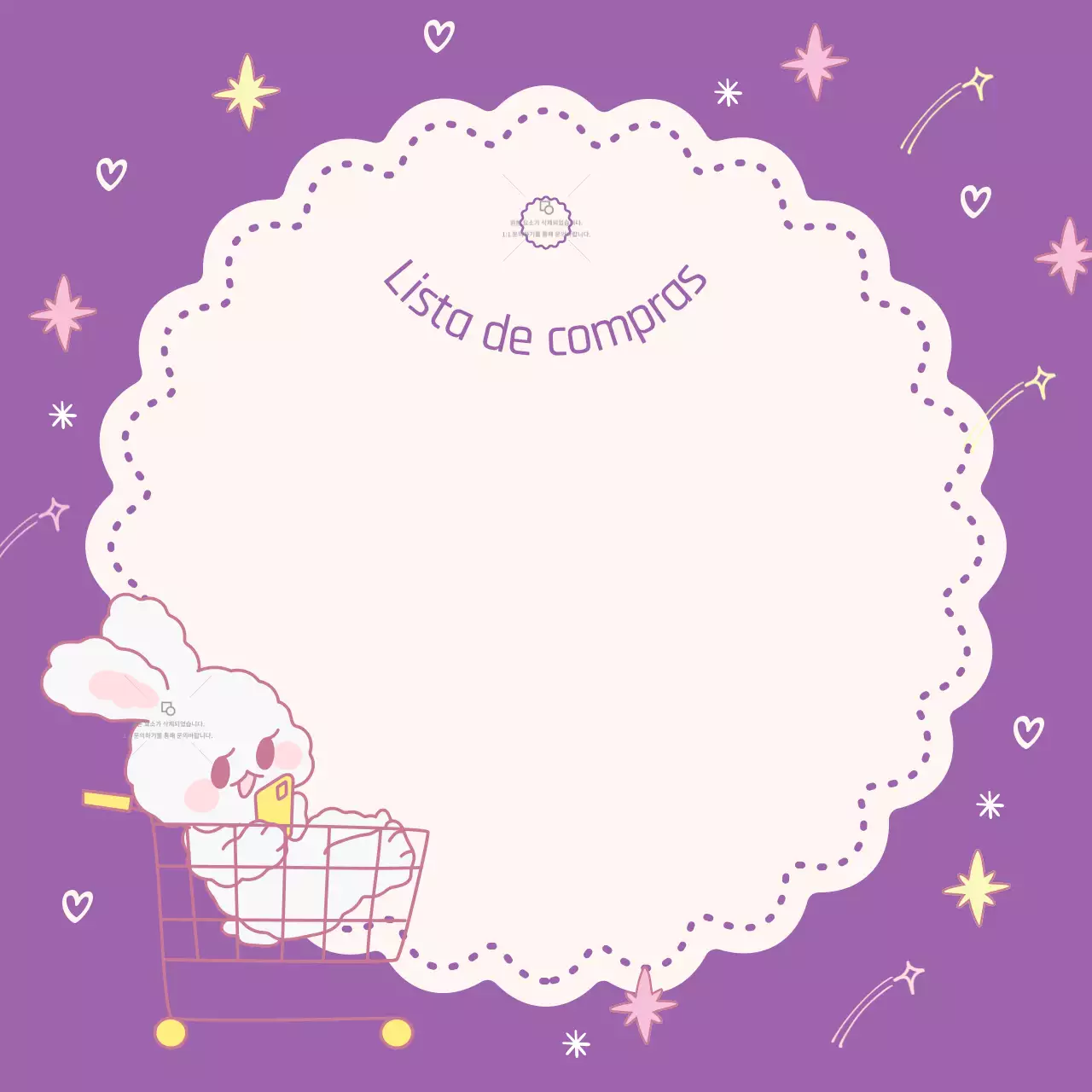 Bloco de notas com uma lista de compras gira em roxo e cor-de-rosa