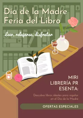 Feria del Libro Clásico Verde y Marrón Promocional del Día de la Madre