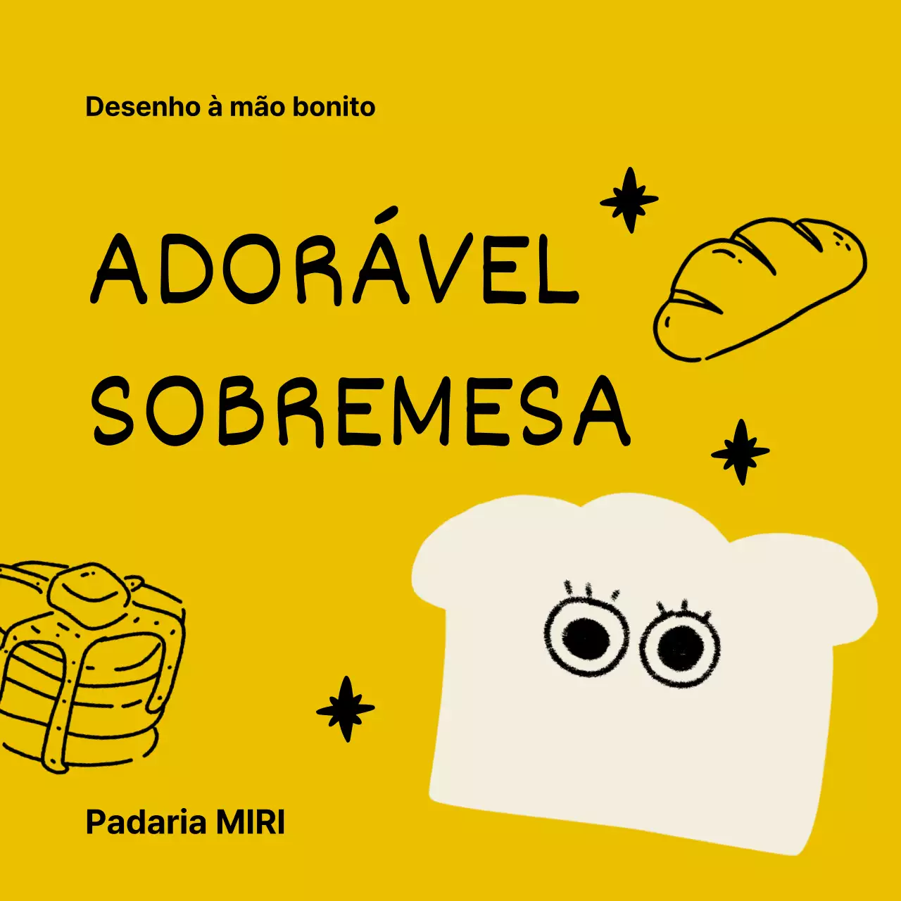 Menu simples de padaria-café em amarelo e bege com um anúncio de desconto