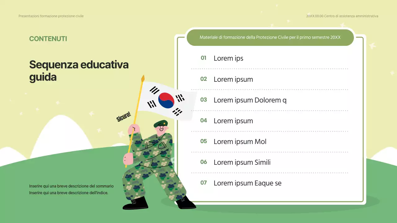 Formazione moderna di protezione civile in verde e verde lime.