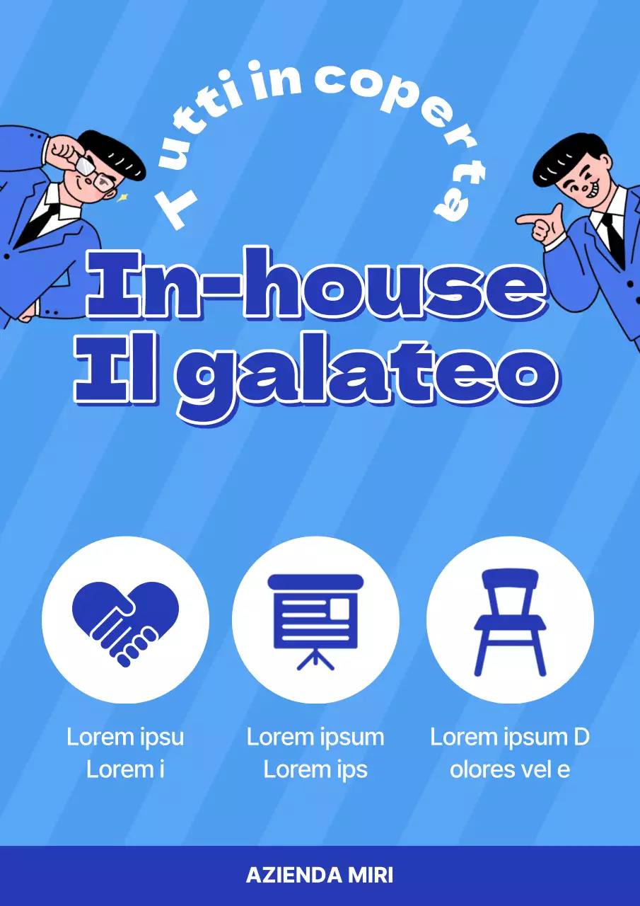 Annuncio della campagna di cultura aziendale con sfondo azzurro