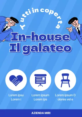 Annuncio della campagna di cultura aziendale con sfondo azzurro