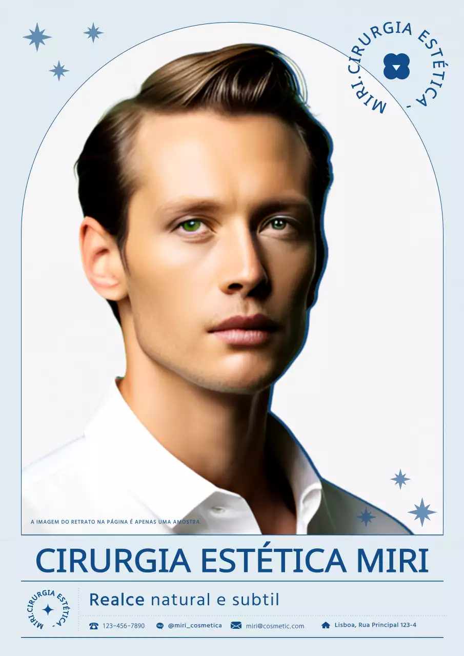 Promoção clássica de cirurgia plástica em azul claro e azul marinho