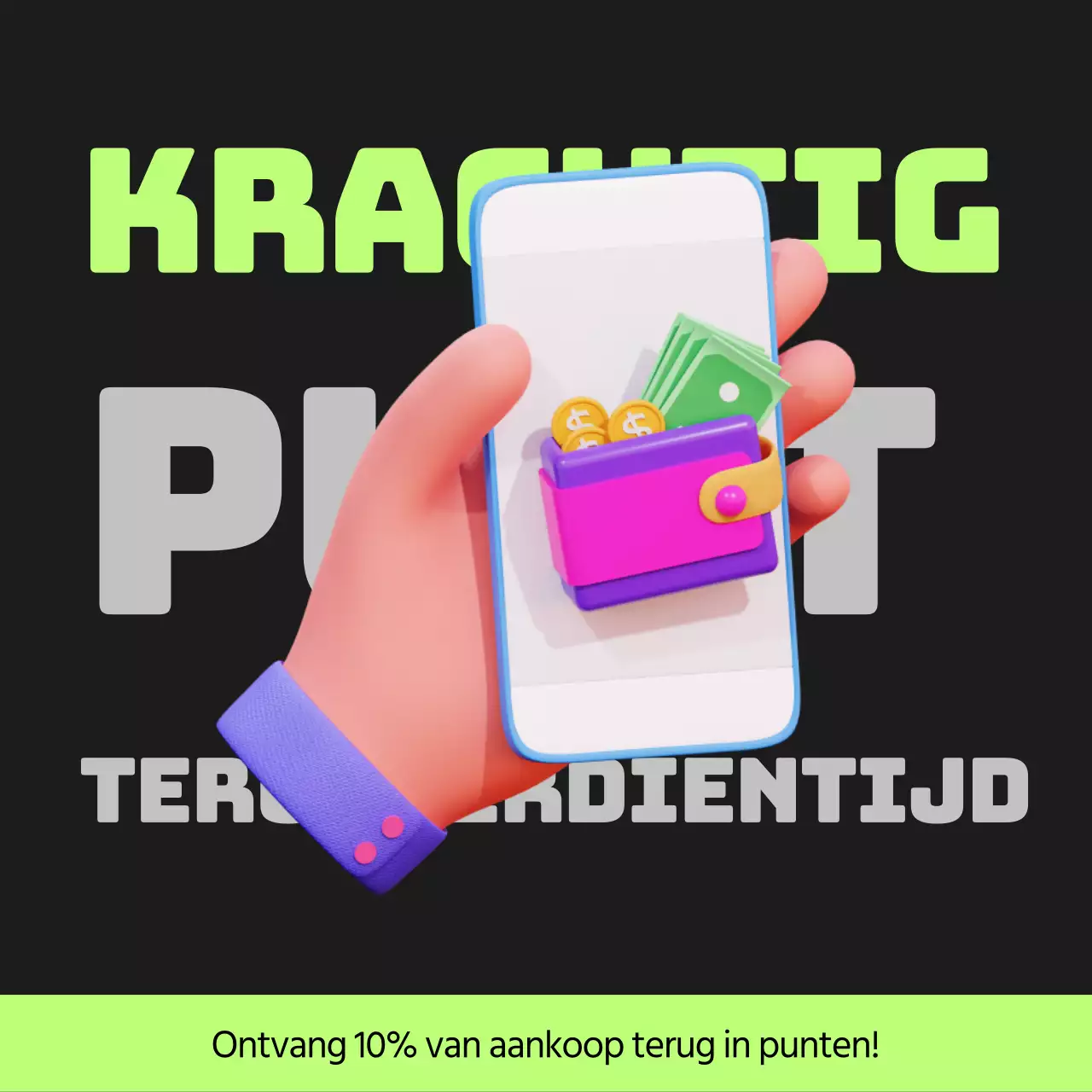 Cyberpunk points payback post in zwart en limoengroen