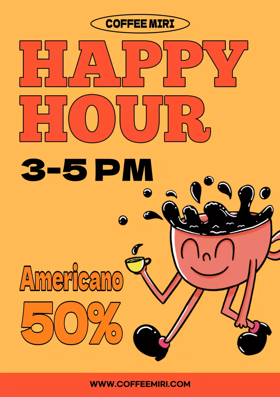 Orange Retro Coffee Promotion Poster