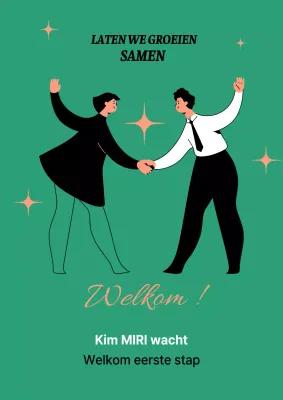 Een eenvoudige welkomstaankondiging in groen en roze