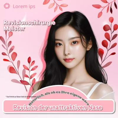 Orientalische Nasenkorrektur-Werbung in Rosa und Rot