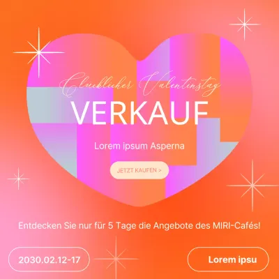Eine niedliche orange-rosa Valentinstags-Verkaufsanzeige