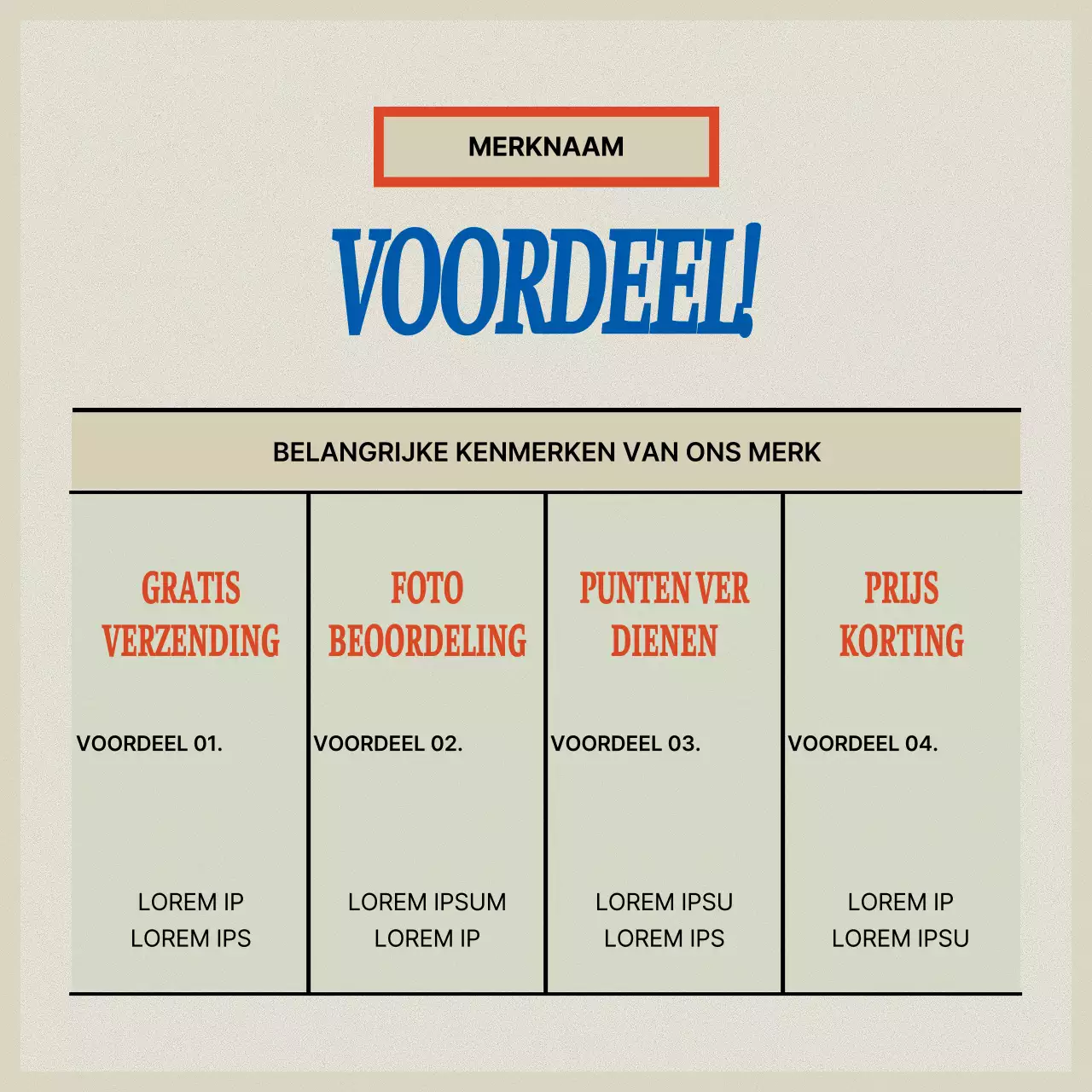 Vintage merkopdruk in rood en beige