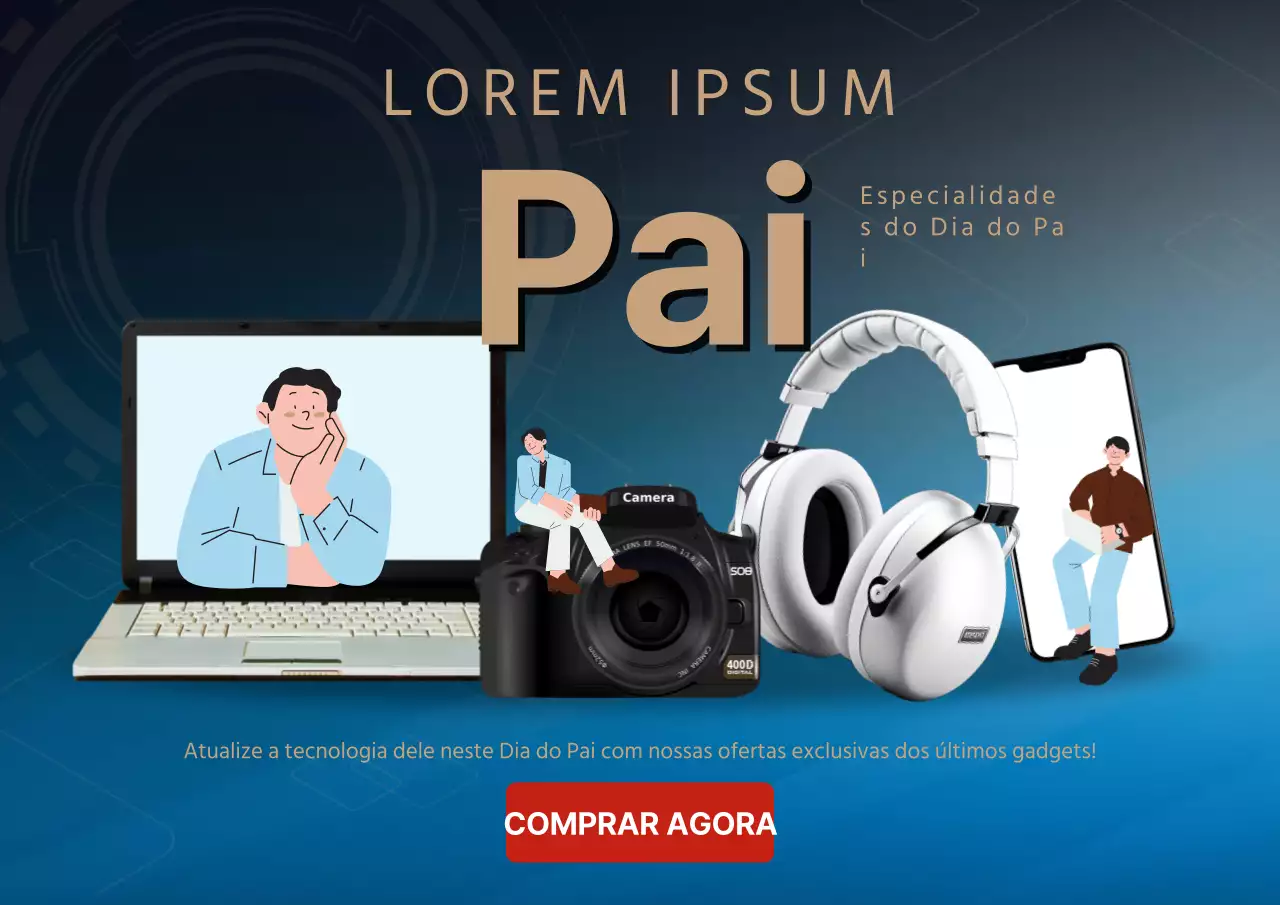 Azul e dourado na moda para o Dia do Pai Publicidade de vendas de tecnologia