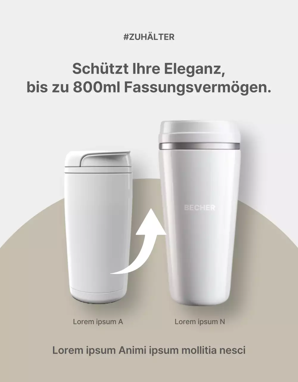 Förderung eines einfachen Tumblr in Grau und Beige