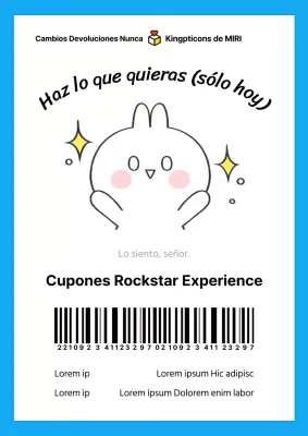 Bonito cupón de inauguración azul y blanco