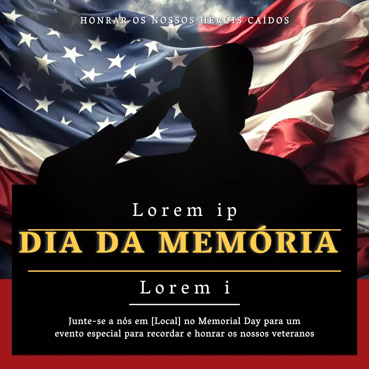 Publicidade da homenagem tradicional vermelha e azul do Dia da Memória