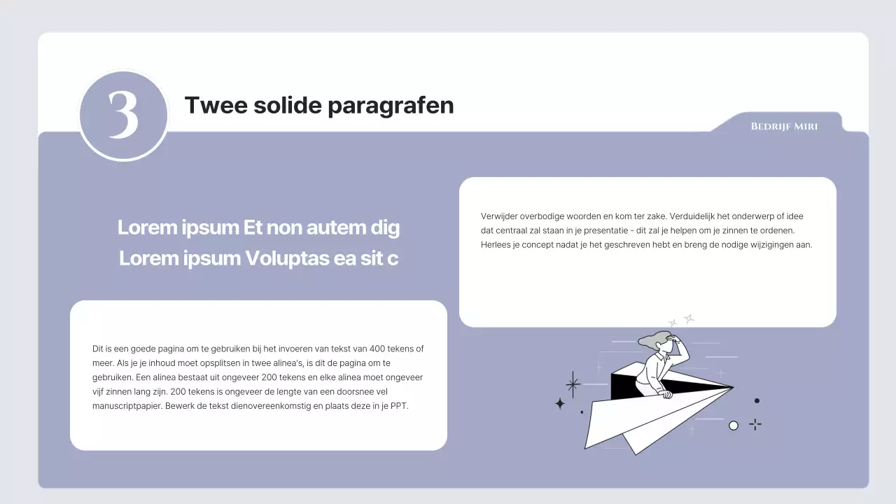 Eenvoudige tekst in mauve en grijs, met veel ruimte om te schrijven
