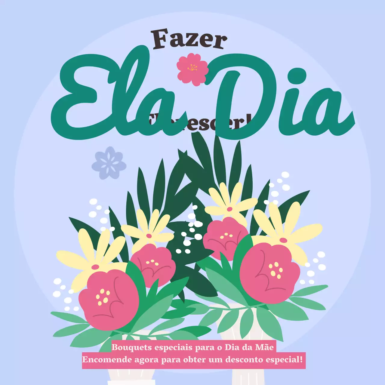 Anúncio de venda de flores para o Dia da Mãe Lilás e Rosa Charming