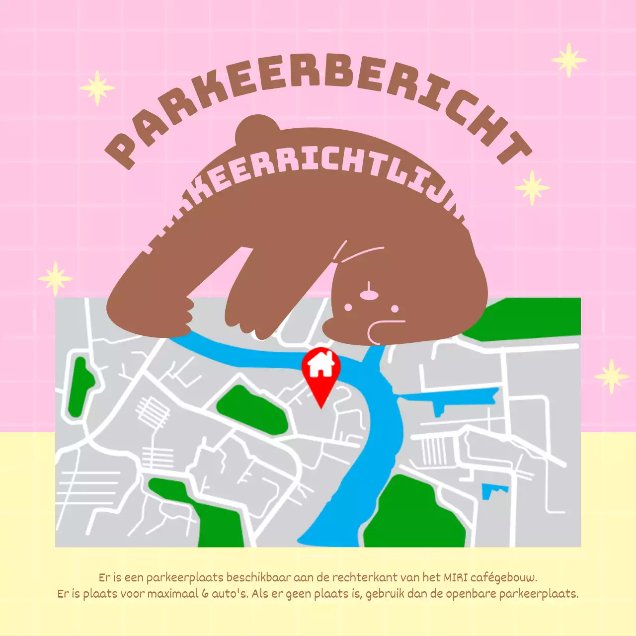 Een schattige oranje en roze café-aankondiging