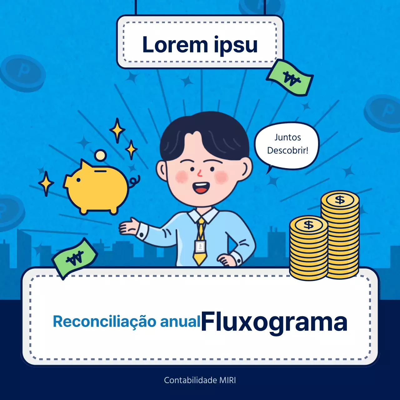 Contabilidade simples de fim de ano em azul claro e azul marinho
