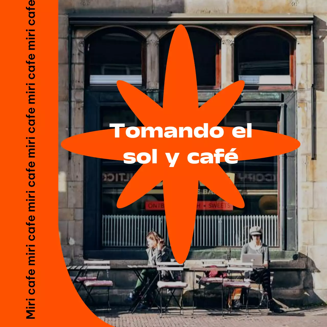 Colores vivos y fotografías para promocionar su cafetería