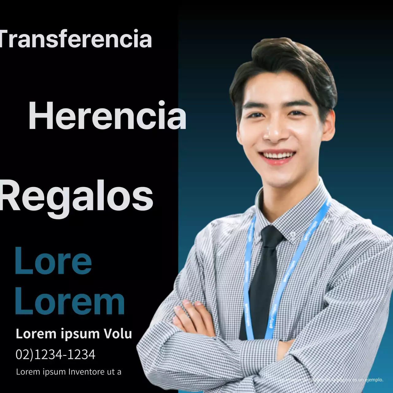 Promoción de una empresa fiscal y contable moderna en negro y azul