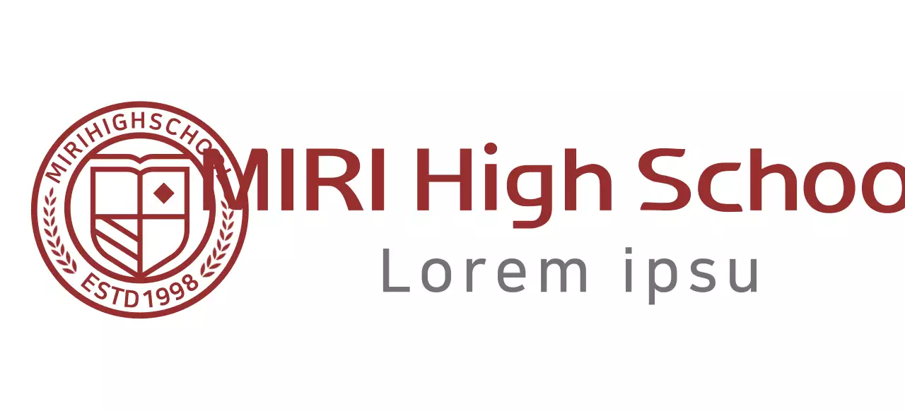 High school logo in the form of a burgundy circle education symbol