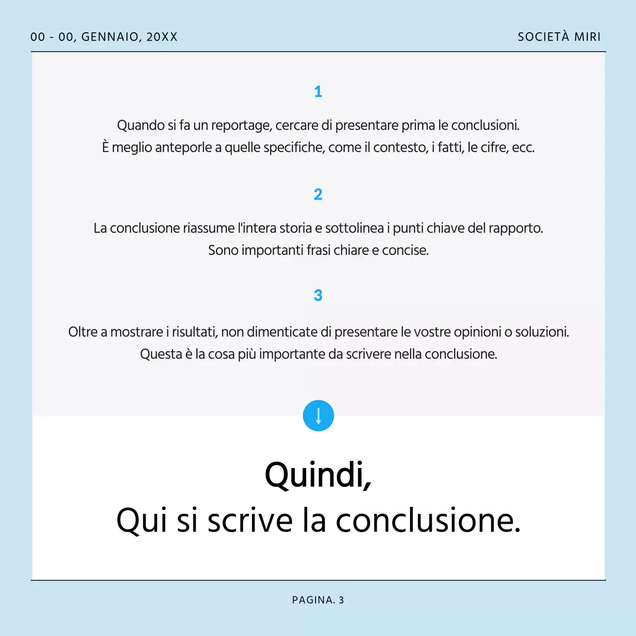 Un modello di post semplice e ordinato, in azzurro e grigio.