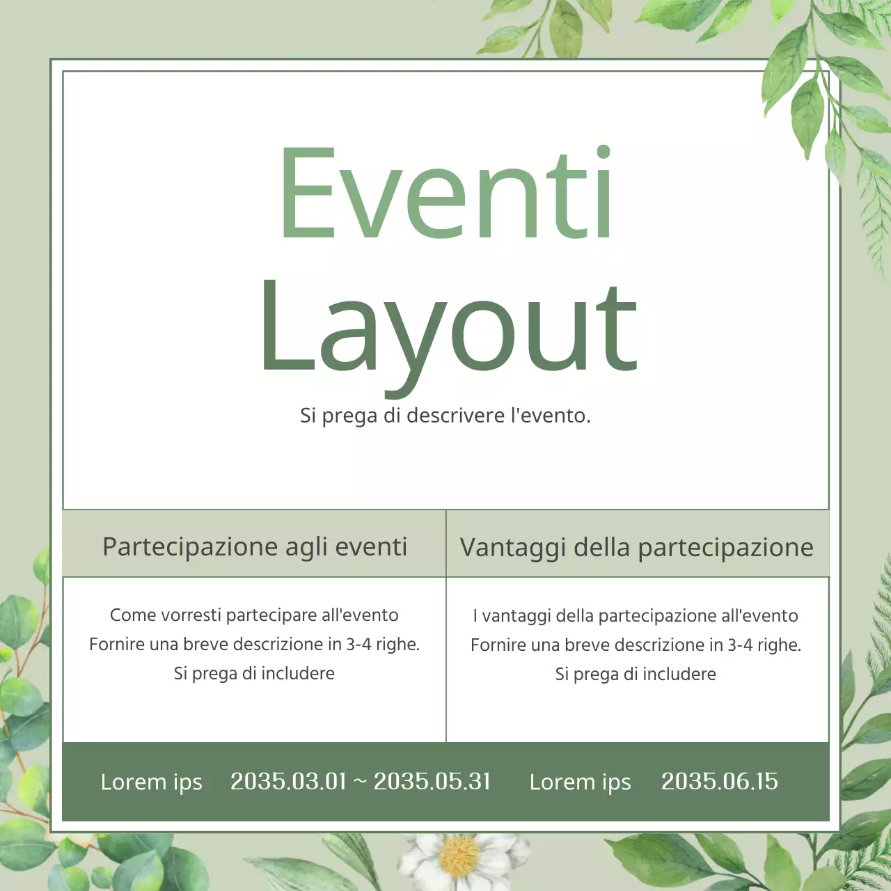 Un'illustrazione botanica con un'atmosfera verde e naturale di primavera Spiegato