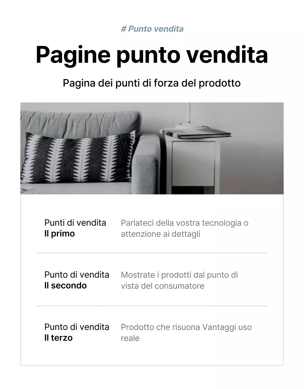 Promuovere i prodotti per la vendita di mobili semplici grigi e blu