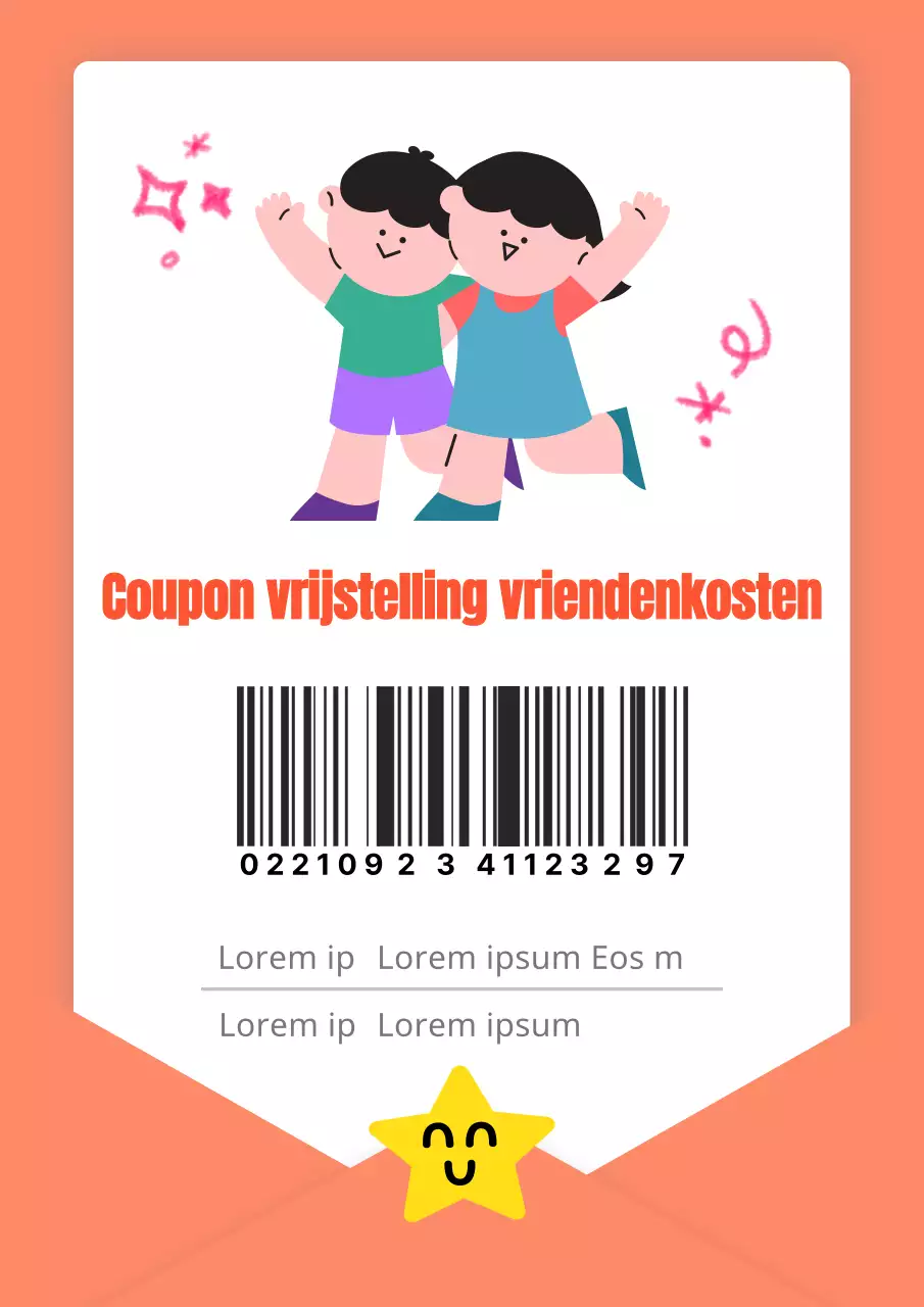 Een schattige kleine oranje verwijs-een-vriend bon