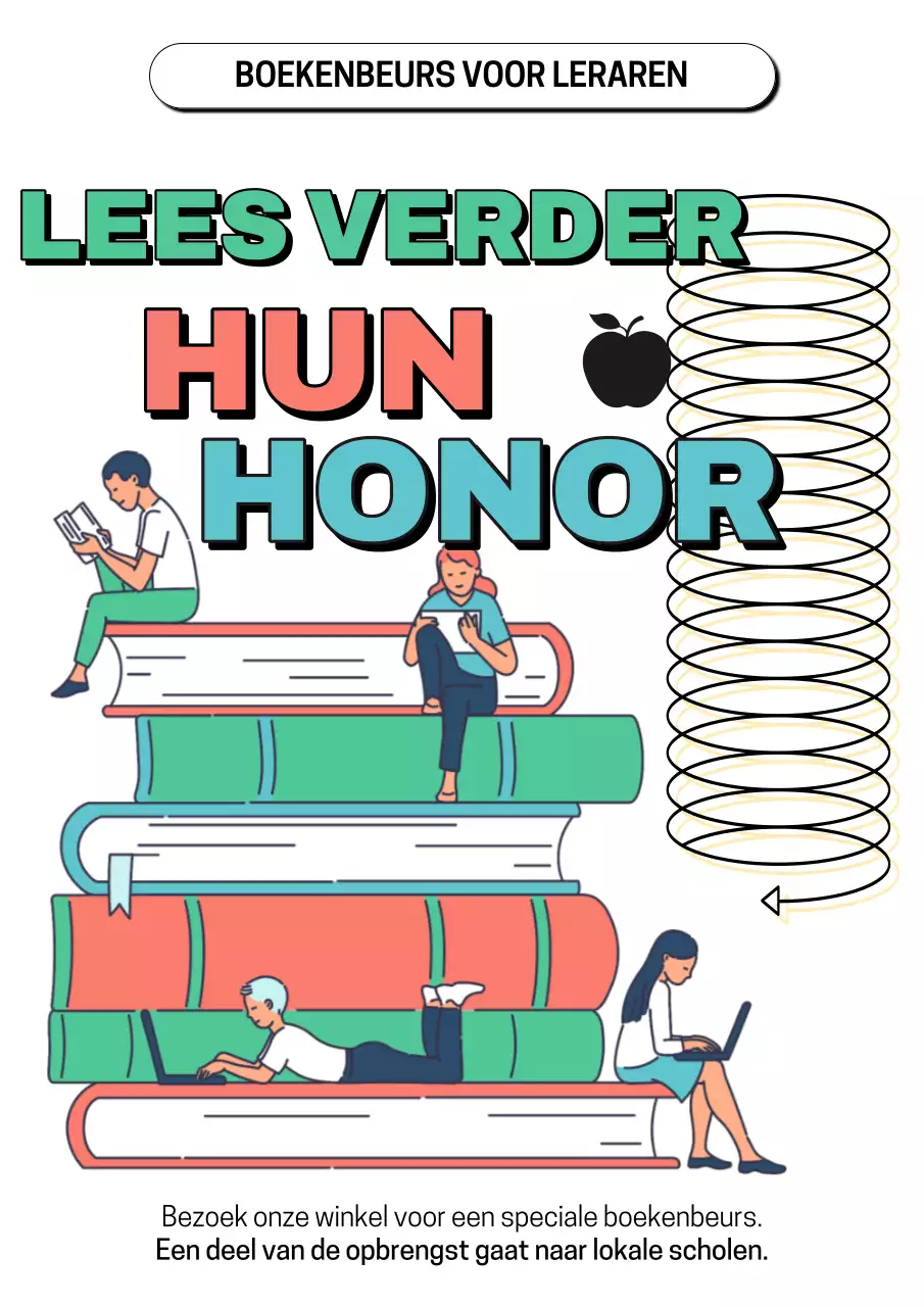 Groen en oranje hippe voorleesadvertentie voor lerarendag