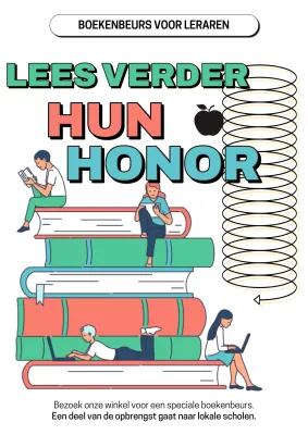 Groen en oranje hippe voorleesadvertentie voor lerarendag