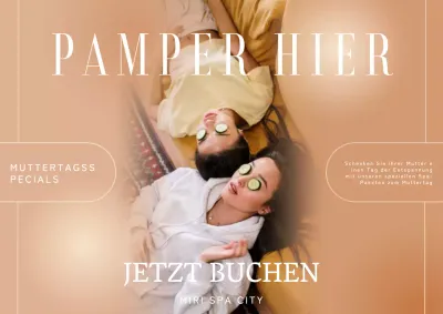 Beige und Weiß Minimalistische Muttertag Spa Event Anzeige