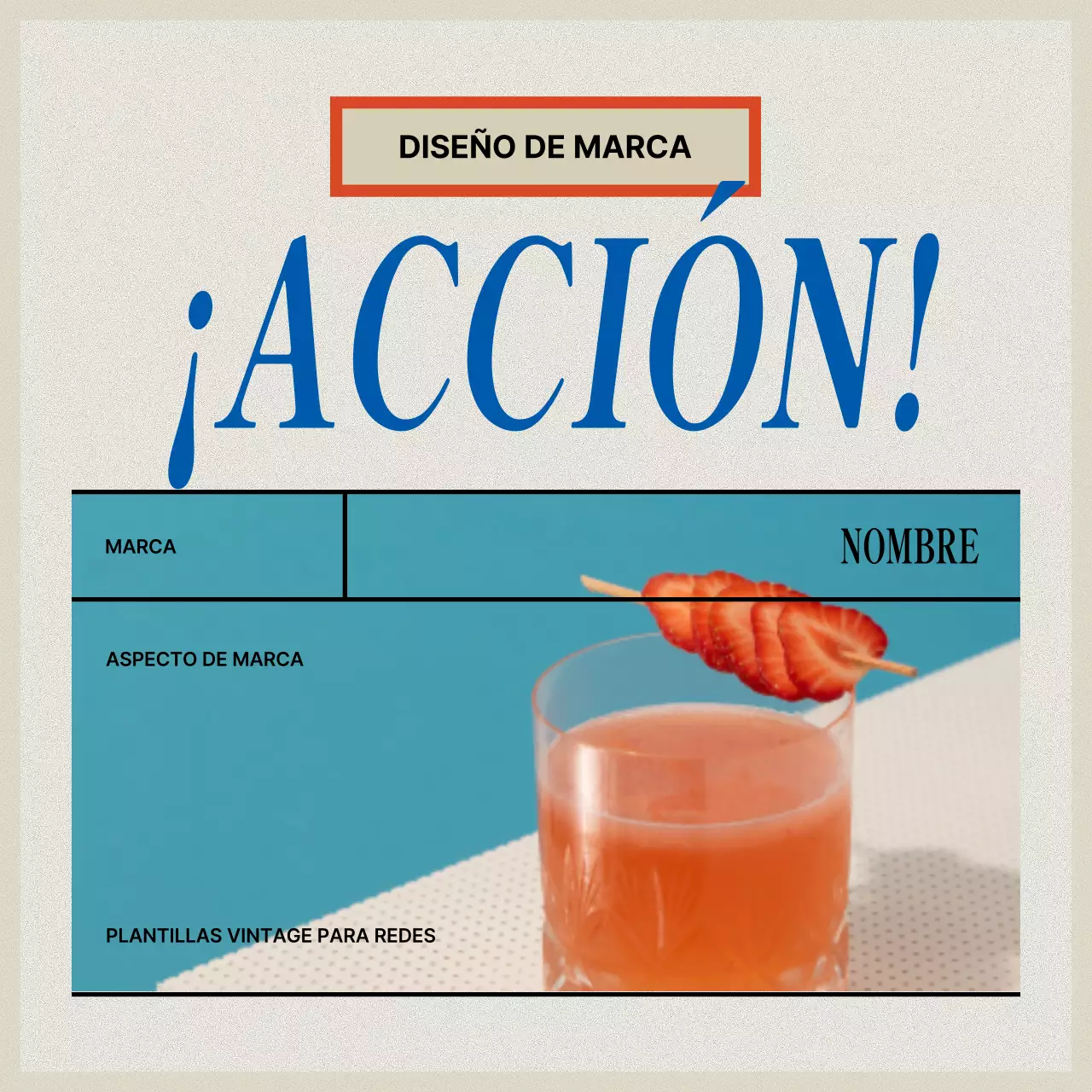 Marca vintage en rojo y beige