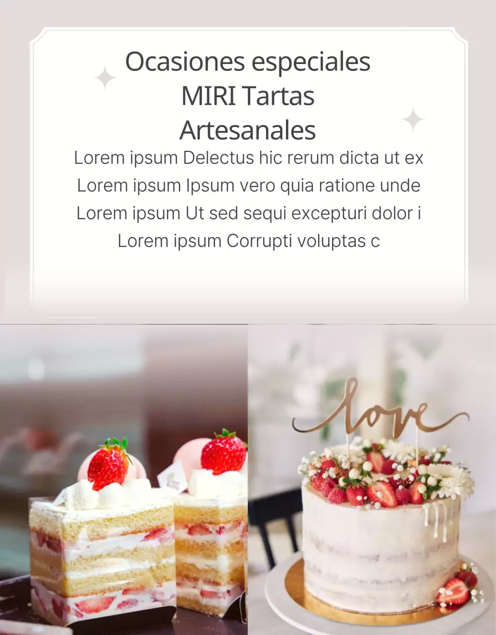 Promover un pastel clásico de panadería en beige