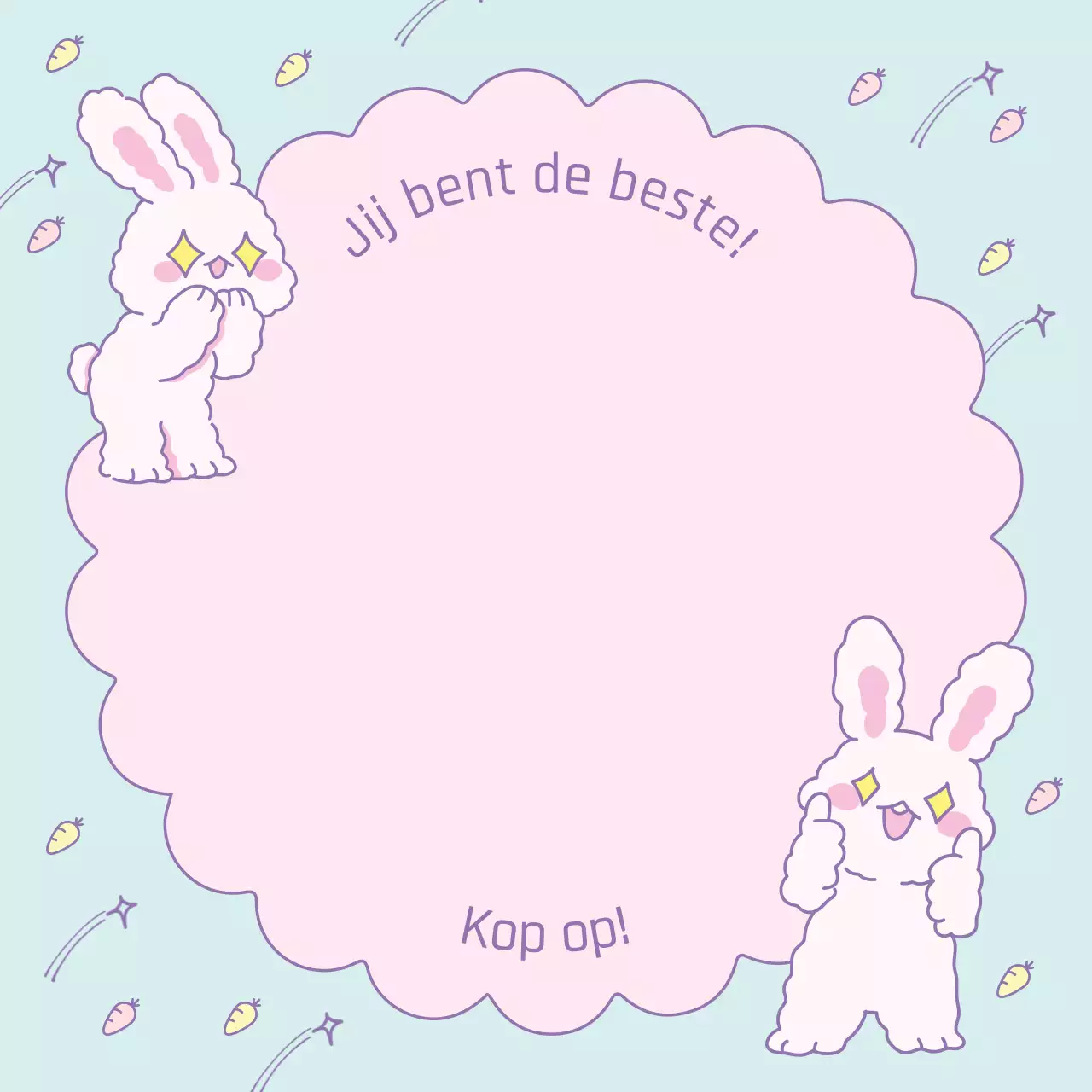 Schattige vrolijke briefjes in lichtblauw en roze