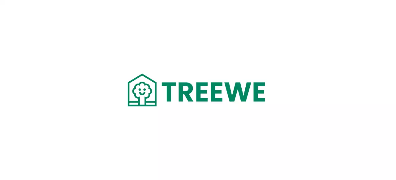 Corporate Colour Design für Möbel mit Markenlogo, das einen Baum in einem Haus zeigt