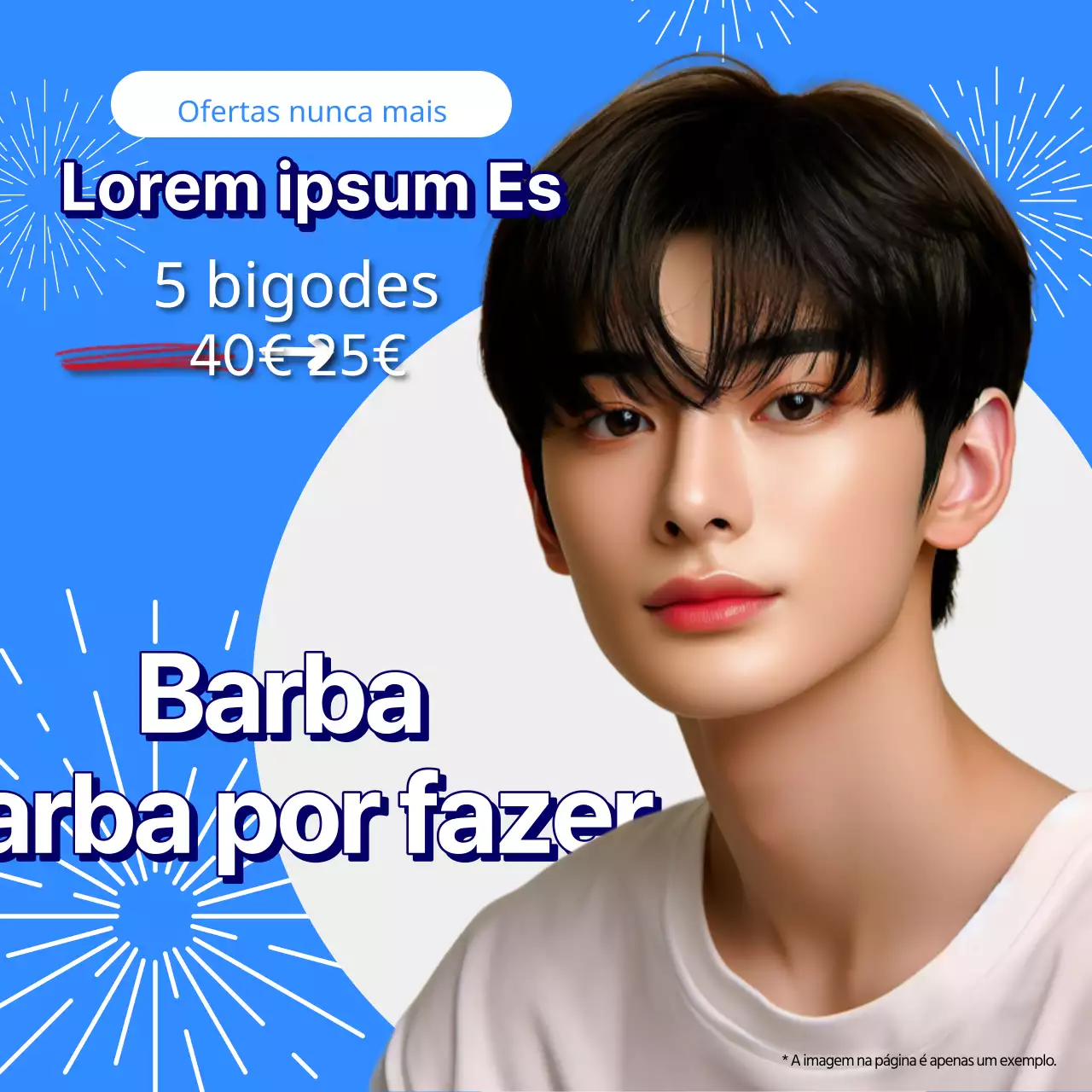 Anúncio de depilação a laser masculina com um toque de azul e branco