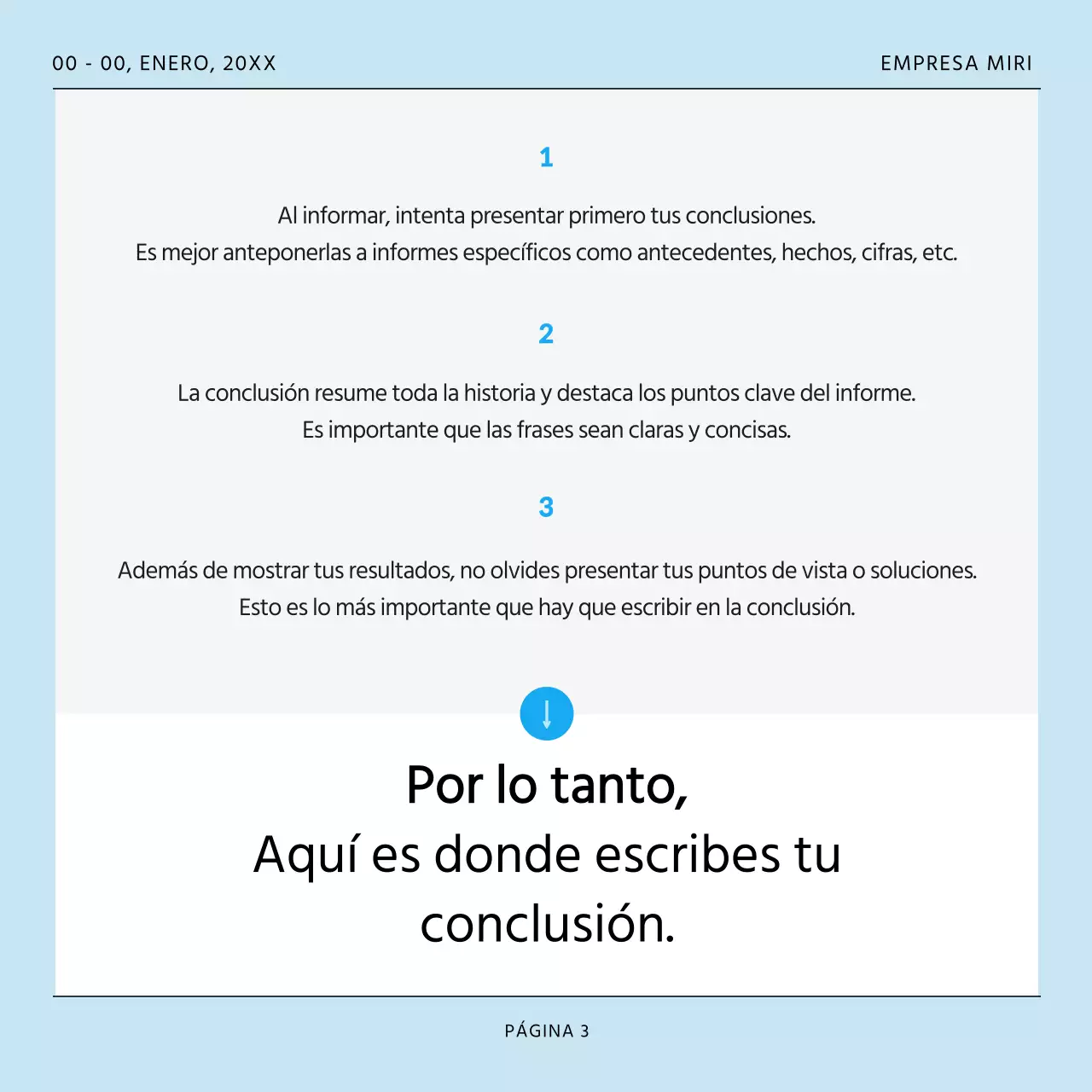 Una plantilla sencilla y despejada en azul claro y gris
