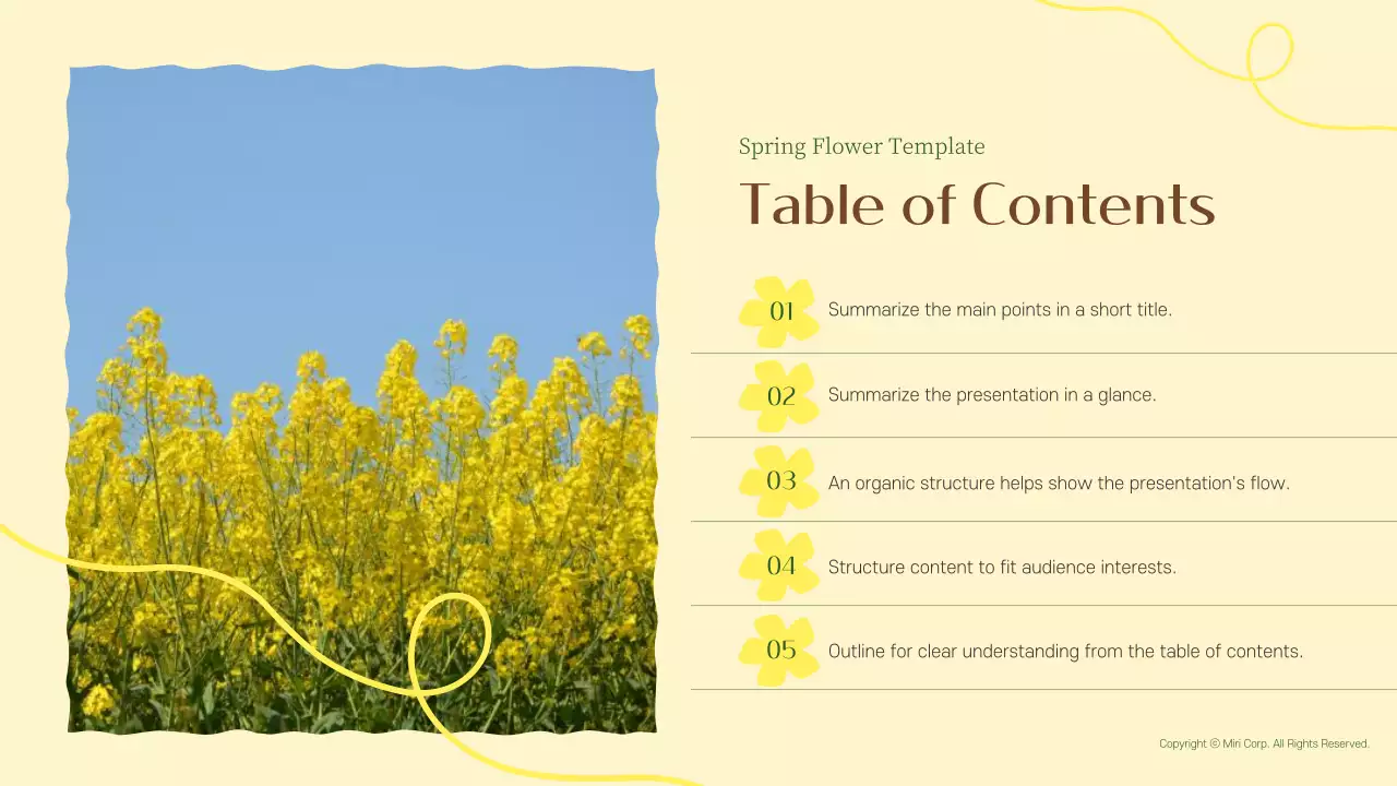 노란색 꽃 템플릿 초대장 프레젠테이션