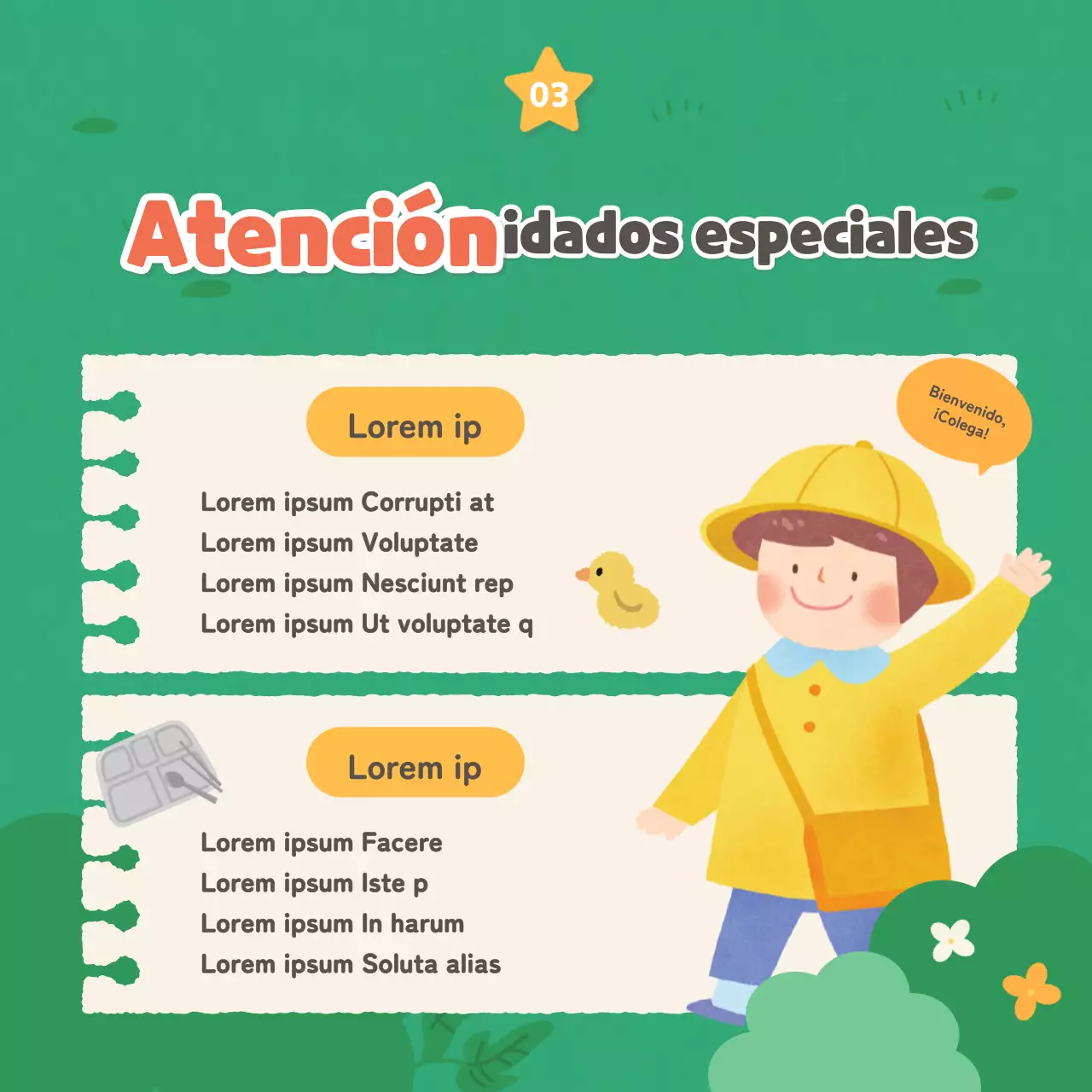 Anuncios jardín de infancia verde y amarillo