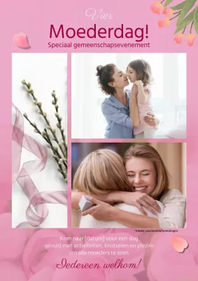 Roze en witte charmante Moederdag viering Advertentie