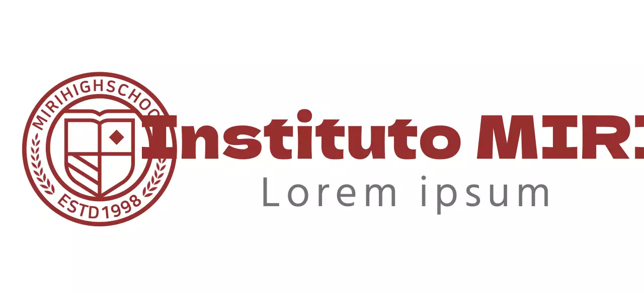 Logotipo del instituto en forma de símbolo educativo circular en burdeos