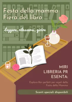 Verde e marrone Classico Fiera del Libro per la Festa della Mamma Promozionale